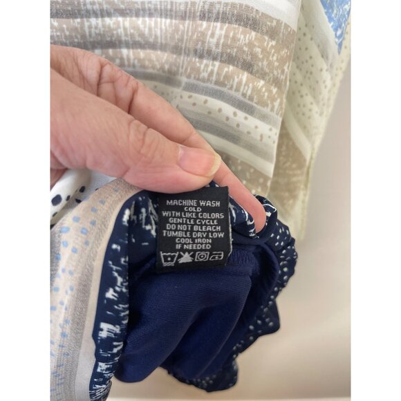 Coco Bianco Womens Medium Striped Lightweight Top With Cut-Out Sleeves & Crew Ne - Picture 6 of 6